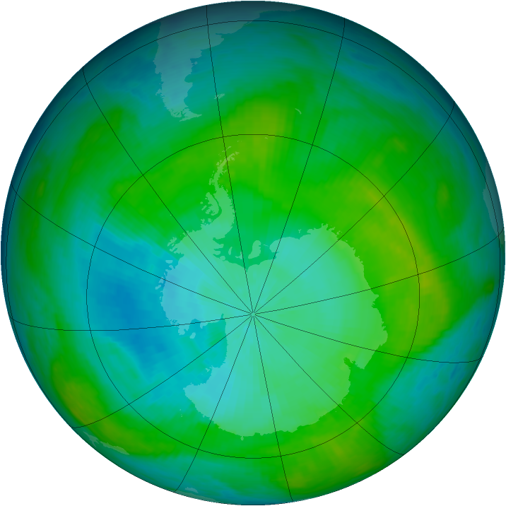 Antarctic ozone map for 05 February 1983